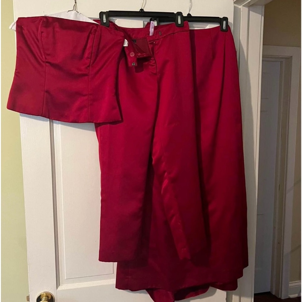 Three Pieces: Ball skirt, strapless top, cigarette pants